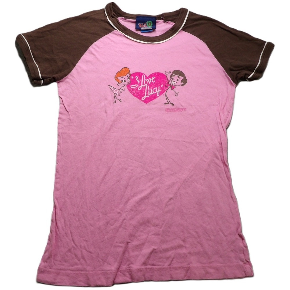 VTG Y2K Great Republic I Love Lucy Ringer T Shirt Women L Pink Graphic Tee Retro